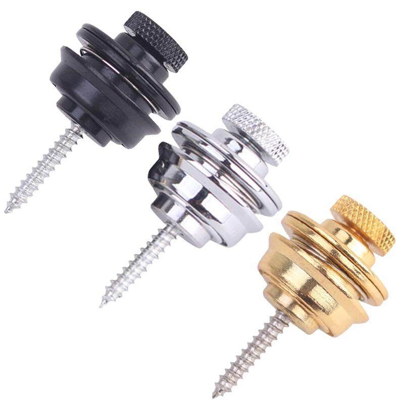 3Pcs Guitar Strap Lock Set Heavy Duty Metal Button Strap Lock End Pins Hold Tight With Easy Remove Screw For Electric Acoustic Guitar Bass Ukulele