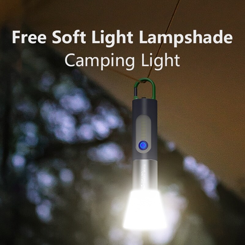 [AA TOOT]❇ Smiling Shark Mini Flashlight M77 COB Led Torch Light Super Bright Pocket Portable USB Rechargeable Zoomable With Hook Home Emergency Outdoor Camping Hiking Torchlight Lighting