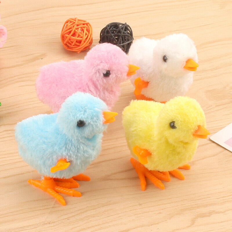 1PC Plush Clockwork Chick Toy Play Without Battery Little Chicken Wind Up Jumping Stuffed Toys for Kids Dog Cat Pet Jump Gift Random Color
