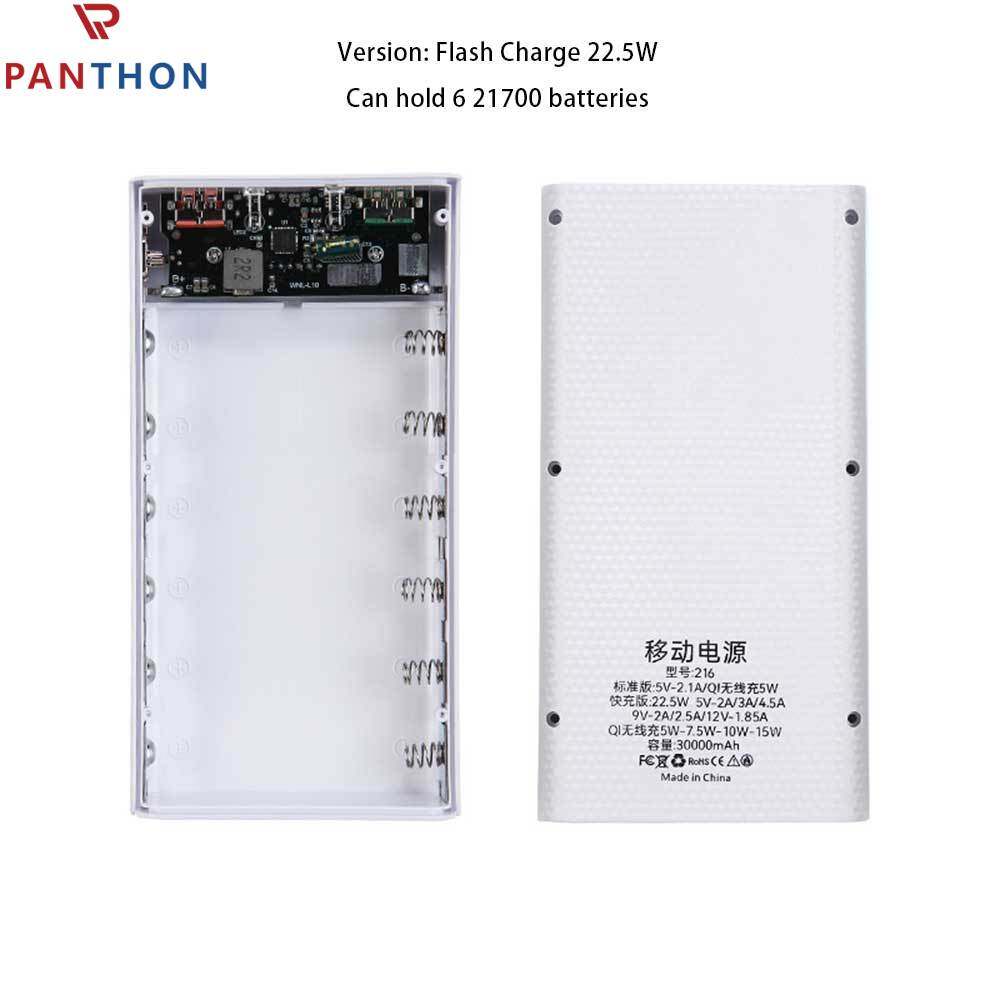 PANTHON Removable 6-section 21700 power bank set material two-way fast charging battery wireless charging mobile power supply kit welding-free