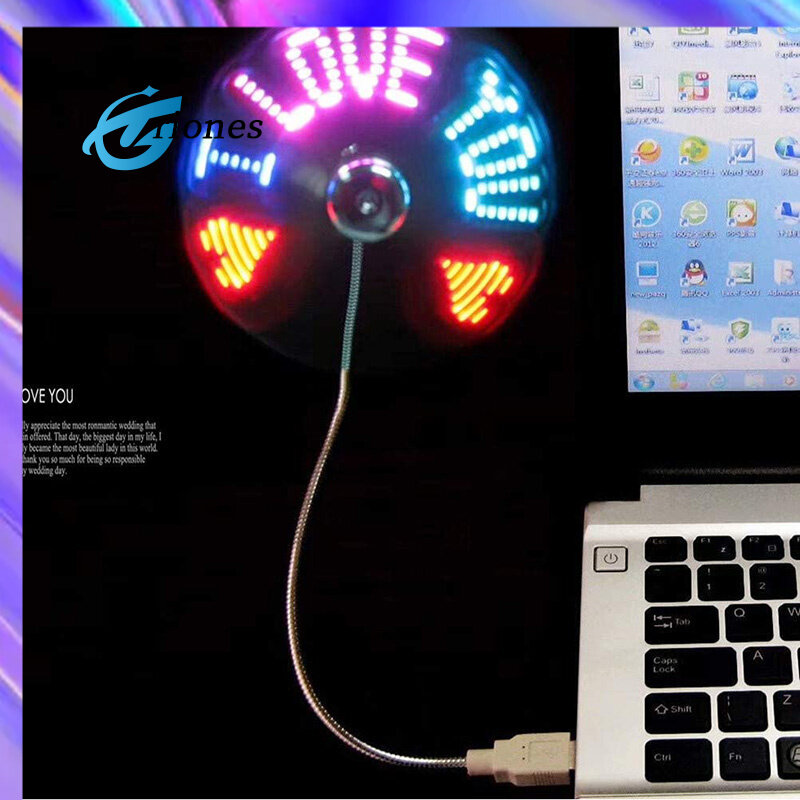 Usb Fan Led Rgb Light Programmable Fans Flexible Gooseneck Diy Message