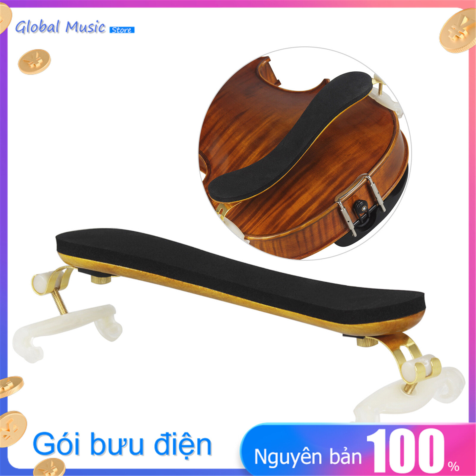 Astonvilla AS-560 Solid Wood Fiddle Violin Shoulder Rest for 3/4 & 4/4 Violins