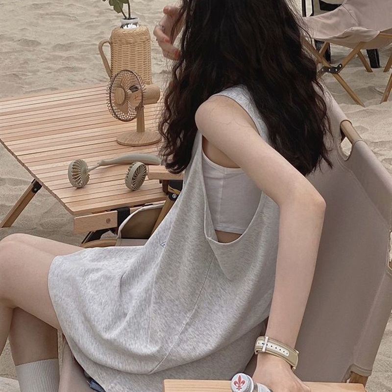 IELGY women's retro grey sleeveless vest