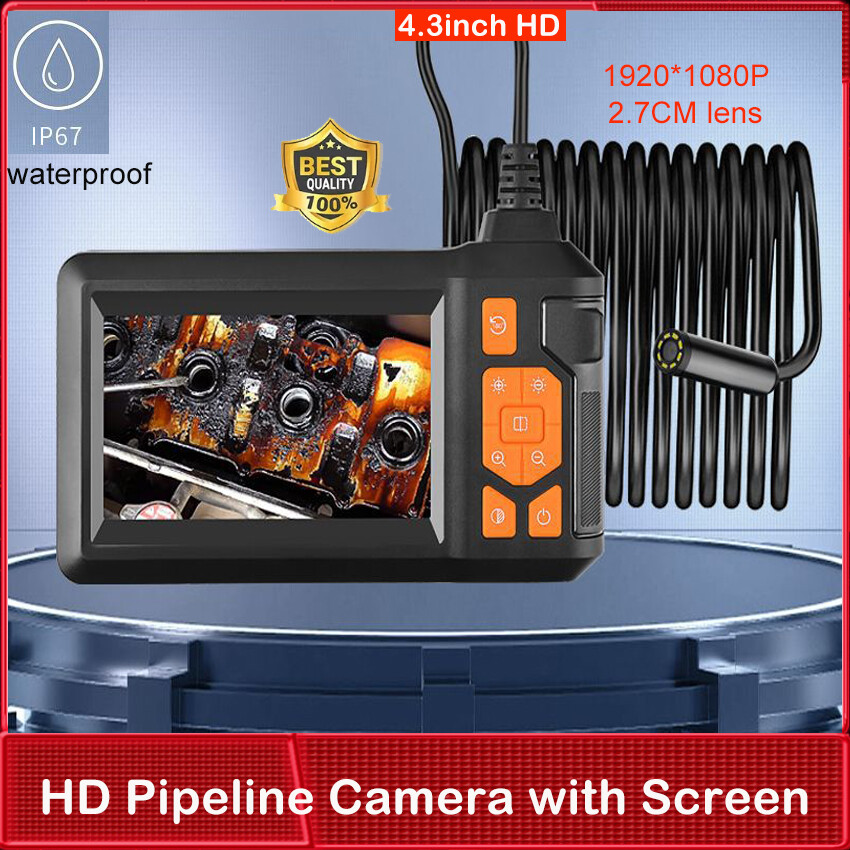 Borescope, Camera nội soi với ánh sáng, Camera kiểm tra HD 1080p, camera nội soi đường ống với ánh sáng, camera không thấm nước IP67, Camera nội soi linh hoạt 16,5ft, tiện ích cho nam giới (4.3 ”)