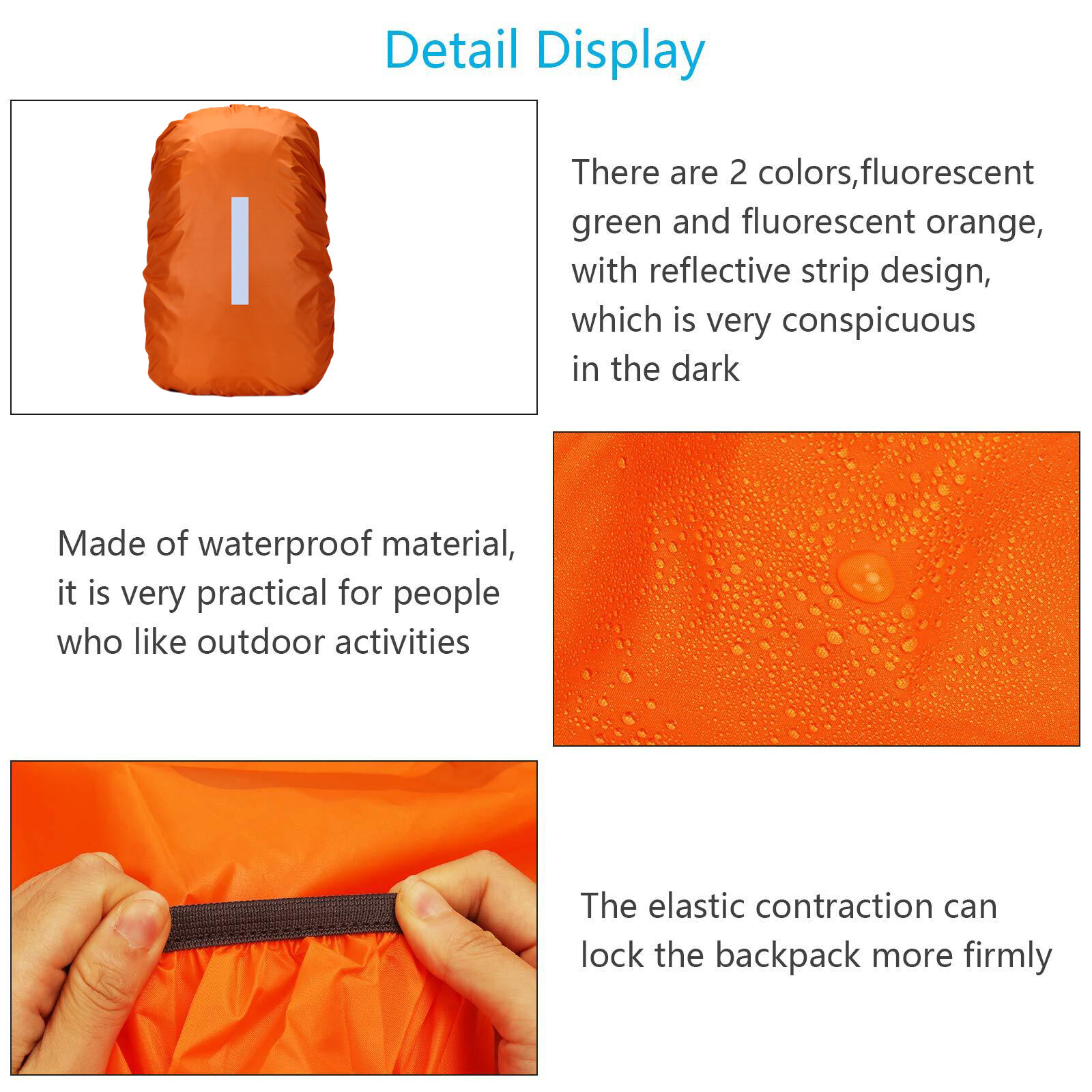 Waterproof Backpack Rain Cover Ultralight Compact Strap Portable Backpack Cover