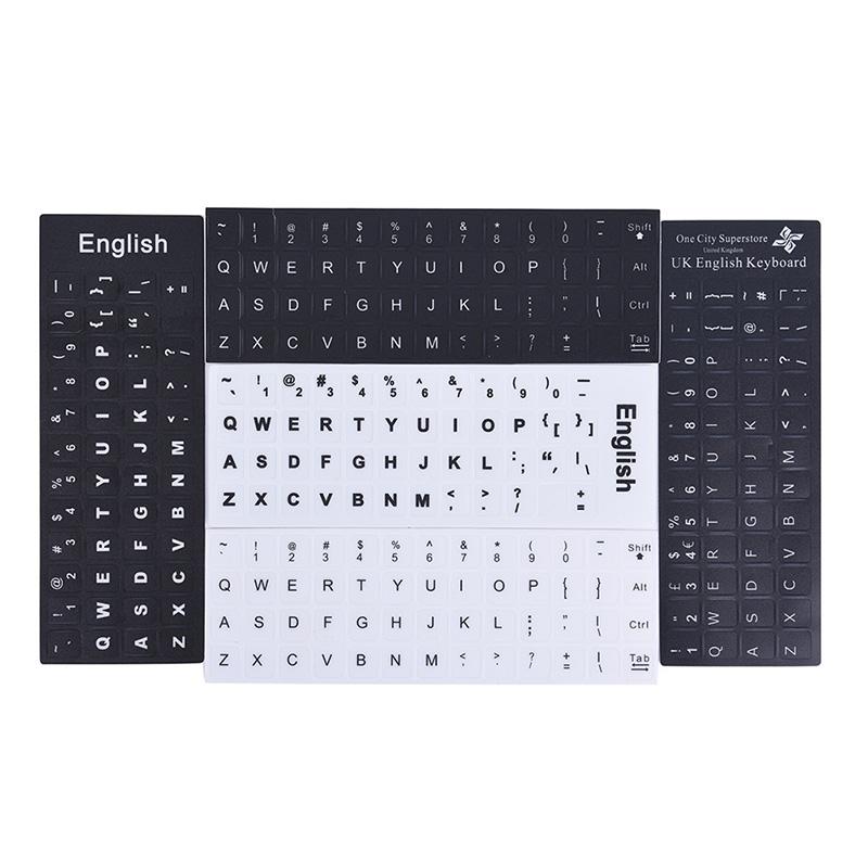 Ministar English Keyboard Replacement Stickers White on Black Any PC Computer Laptop