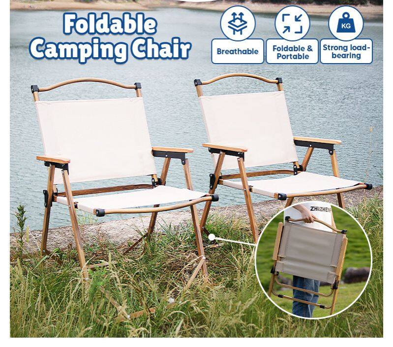 Foldable Camping Chair with Arm Rest Cup Holder Outdoor Picnic Fishing ...