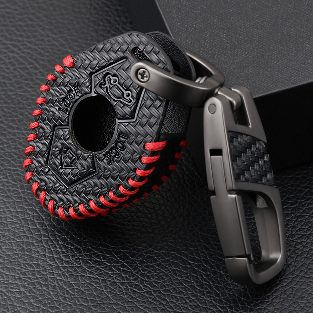 Carbon fiber style leather car key cover for bmw m3 e38 e39 e46 e53 e60/61 e63/64 e83 e85/86 keys protection case chain fob bag