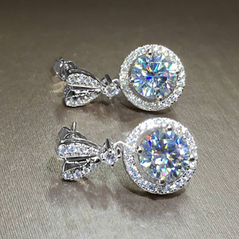 Exquisite Jewelry Zircon Heart Shaped Hanging Earrings for Women with European and American Quality Earrings