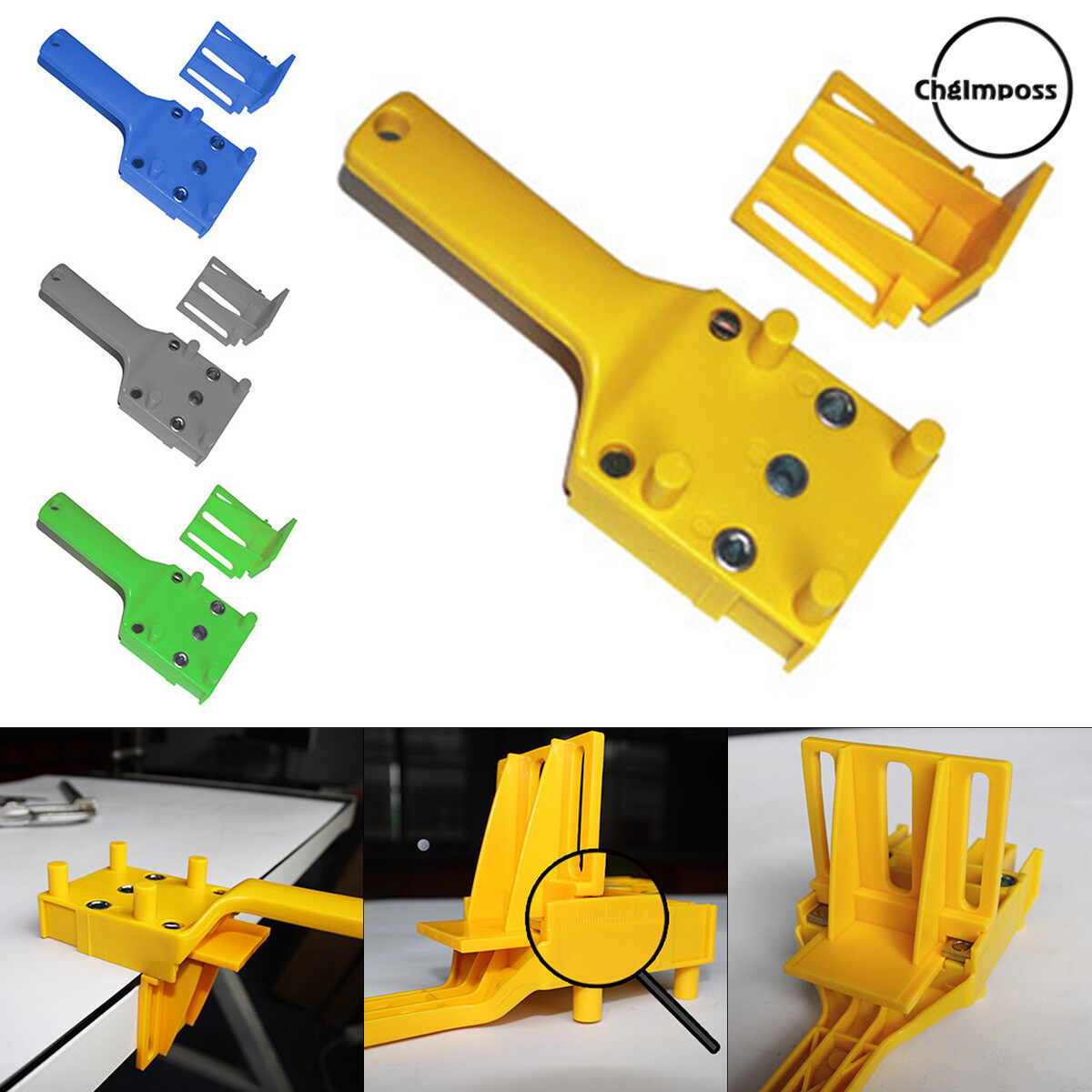 ChgImposs Wood Doweling Jig Drill Guide Plastic Pocket Hole Jig Hole Locator Positioning Hole DIY Self Centering Punch Carpenter Tool
