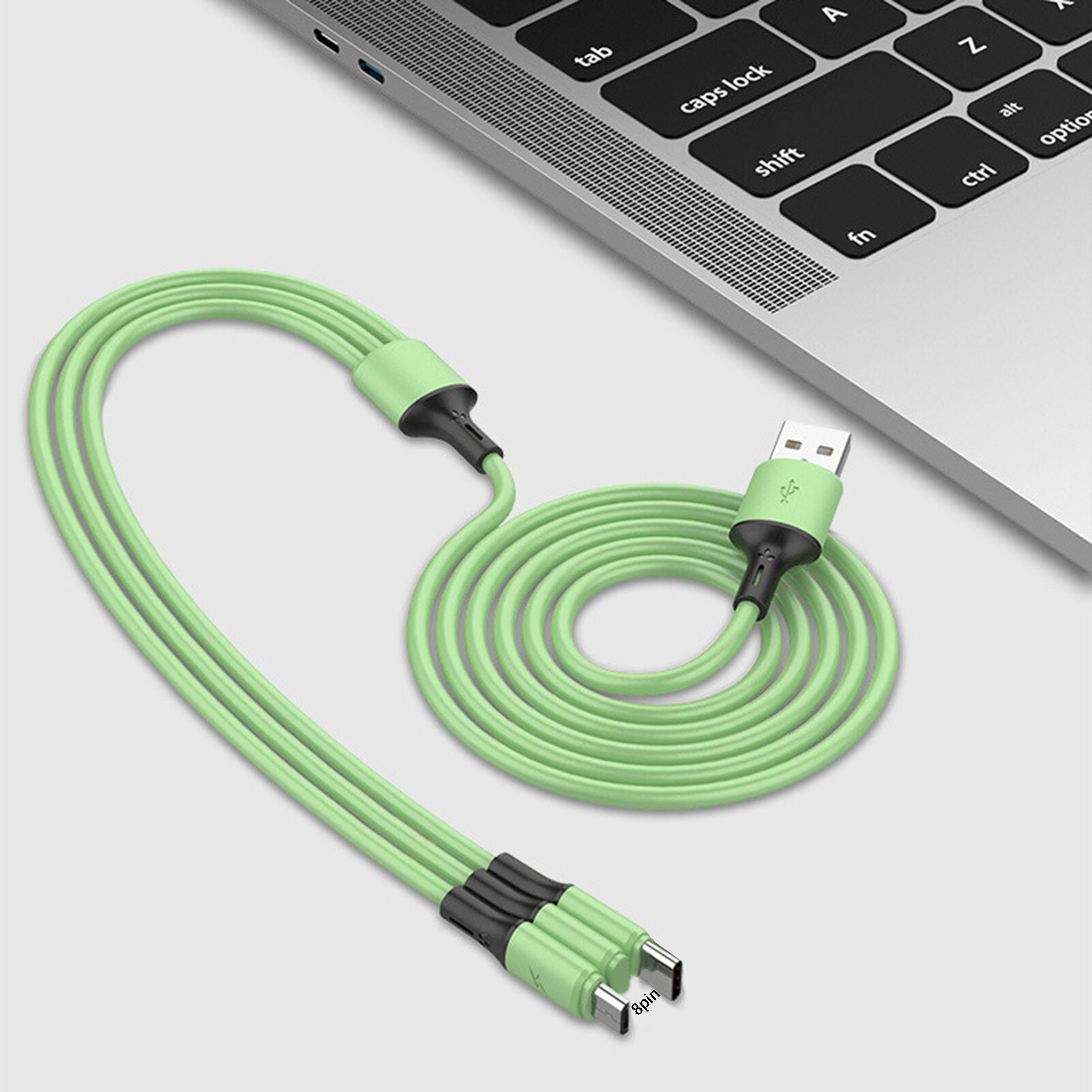 Data Cable Universal Fast Charging 3 in 1 Liquid Silicone 8-pin Micro USB Type-C Charging Cable for Office Data Cable Safe