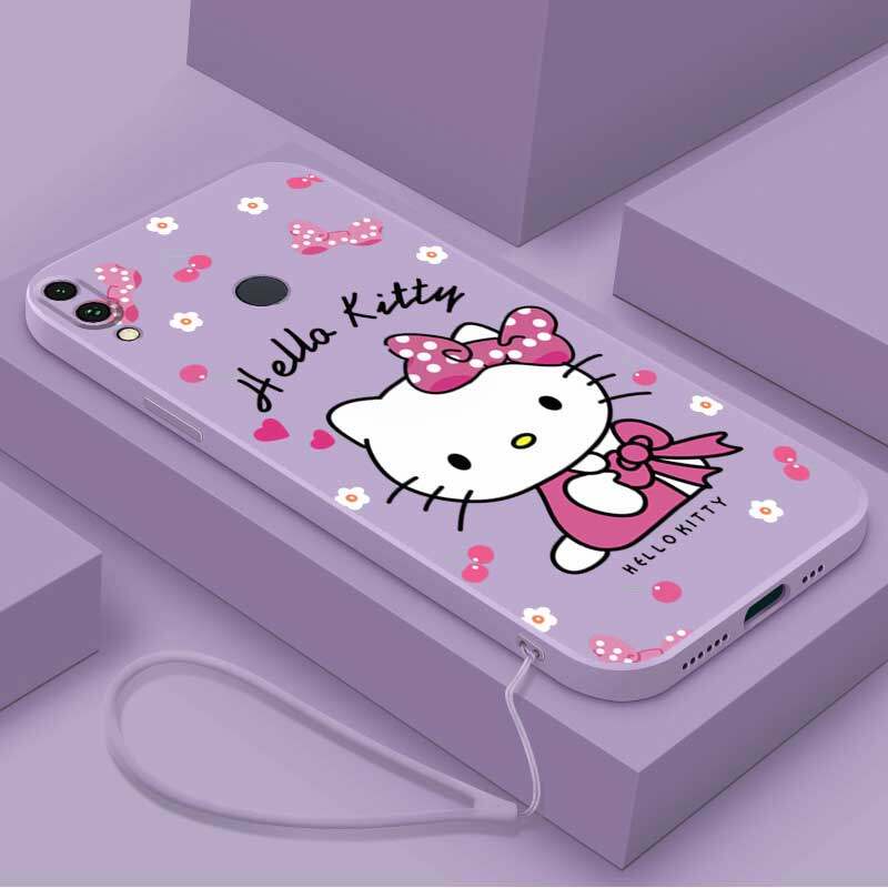 Casing Redmi Note 7 Redmi Note 7 Pro Redmi Note 6 Redmi Note 6 Pro phone case Soft Liquid Silicone Protector Smooth shockproof Bumper Cover Cute Hello Kitty Phone Case Phone Case With lanyard