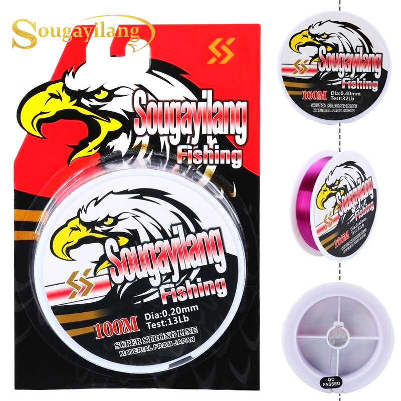 Sougayilang 100M Nylon Fishing Lines 11-41 LB Fishing Accessories Carp Fishing Line Super Strong Nylon Fishing Line Saltwater Freshwater Line