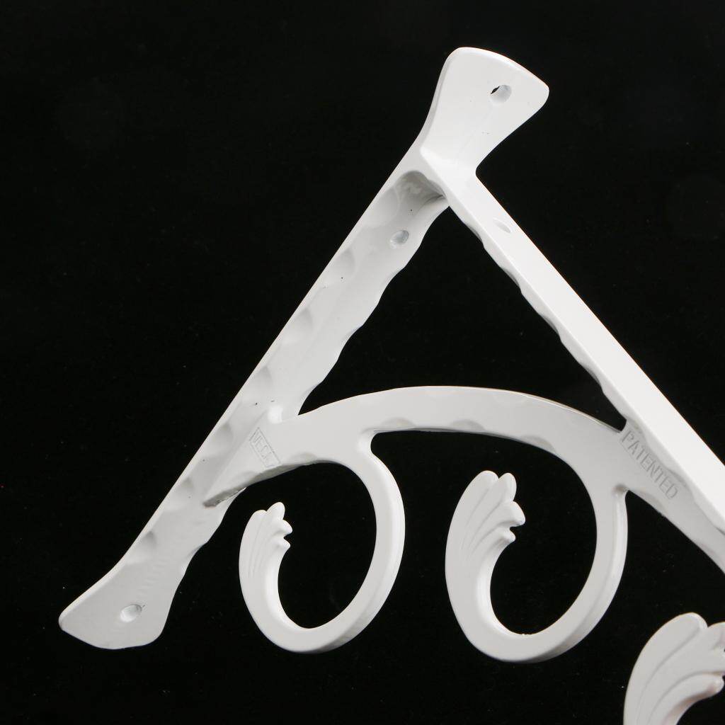 Baosity 2Pcs Wall Mounted Shelf Shelves Bracket, Corner Brace, Metal Hanging Support Brackets White