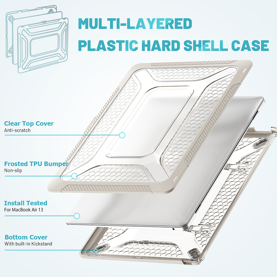 IFarcase Ốp Nhựa Chống Xước Cho Mac Book Pro 14 16 Vỏ Bảo Vệ Có Chân Đế Gập Được Cho Mac Book Air 13 2022