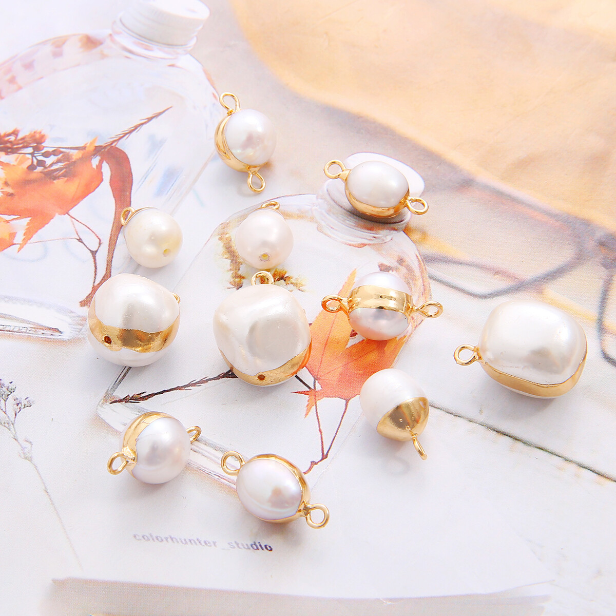1Pc Natural Pearl Pendant With Hanging Copper-clad Oval Pearl Beads For DIY Charm Earrings Bracelets Necklaces Accessories Findings