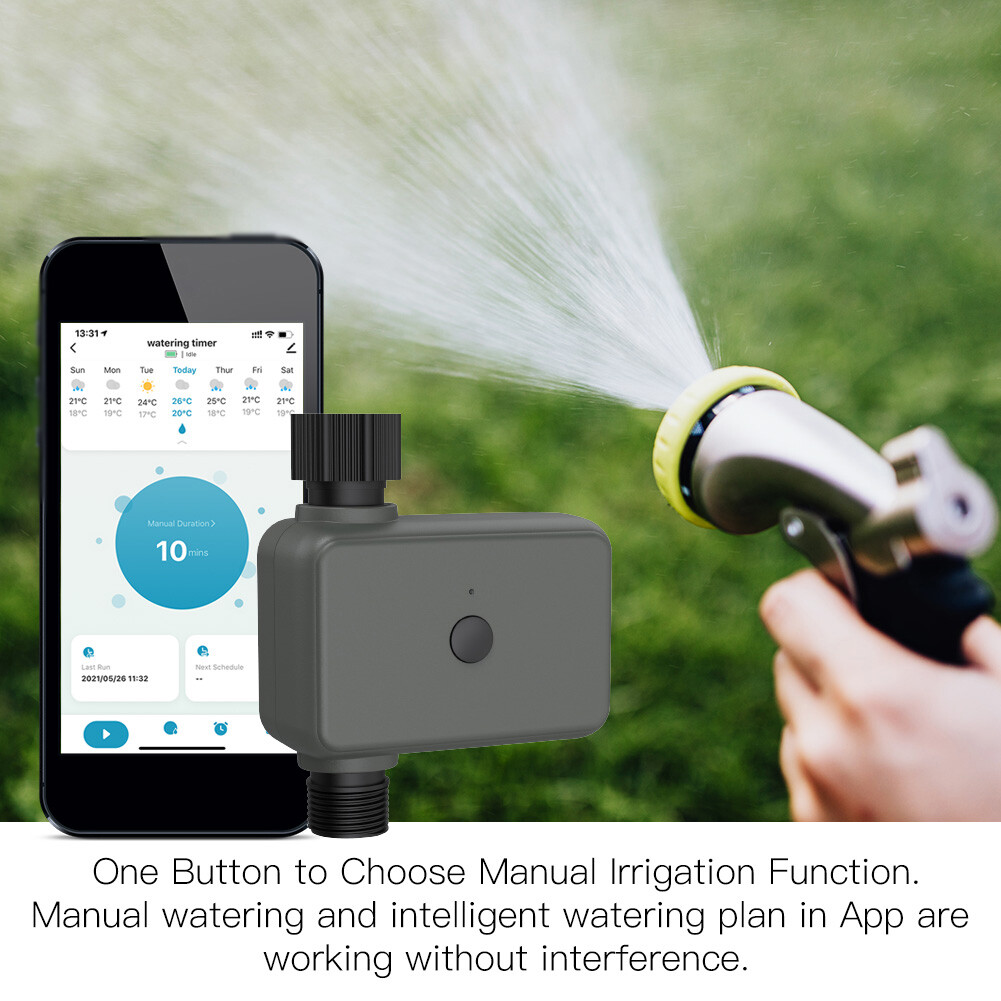 Smart Sensor Intelligent Tuya APP BT Water Timer Rain Delay Programmable Irrigation Timer with Automatic and Manual Watering Hub Required Compatible with Alexa Google Home Voice Control Need to be Used with Gateways