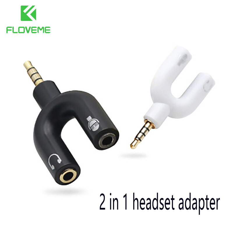 FLOVEME Earphone Connector Converter Noise Reduction and High Sound Quality 3.5mm Stereo Adaptor Splitter Audio To Mic & Headset Jack Plug Adapter