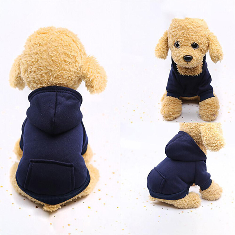 Pet Dog Clothes Small Dogs Sweatshirt Clothing Warm Dogs Hoodies Coat Puppy Outfit Pet Chihuahua Clothes Blue