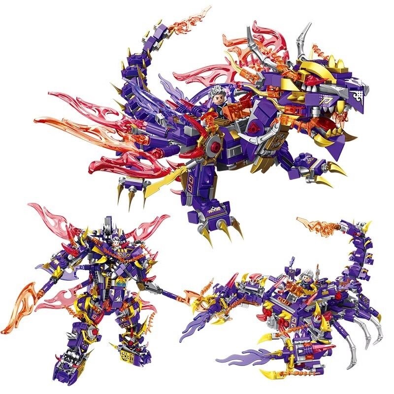 ▽☼▩ cg6603xex23 Dragon and python building blocks are compatible with LEGO Ninjago transforming mecha educational assembly toy model boy's birthday gift