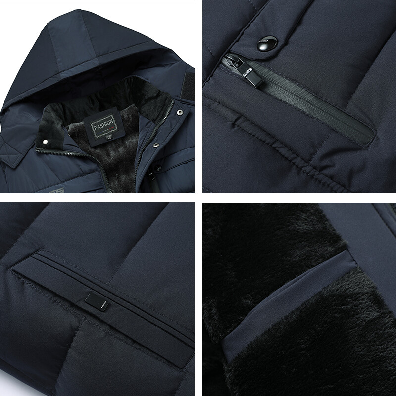 Men Winter Jacket Thick Warm Jacket With Detachable Hemline Plus Size 5XL Practical Windproof Jacket