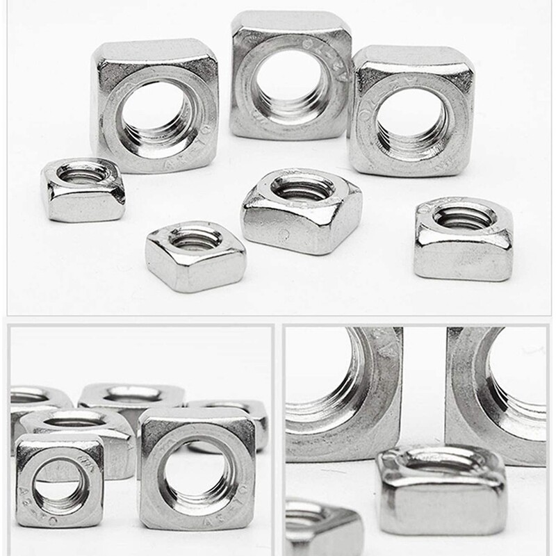 150Pcs/Set Square Nuts Assortment Kit with Plastic Box Stainless Steel ...