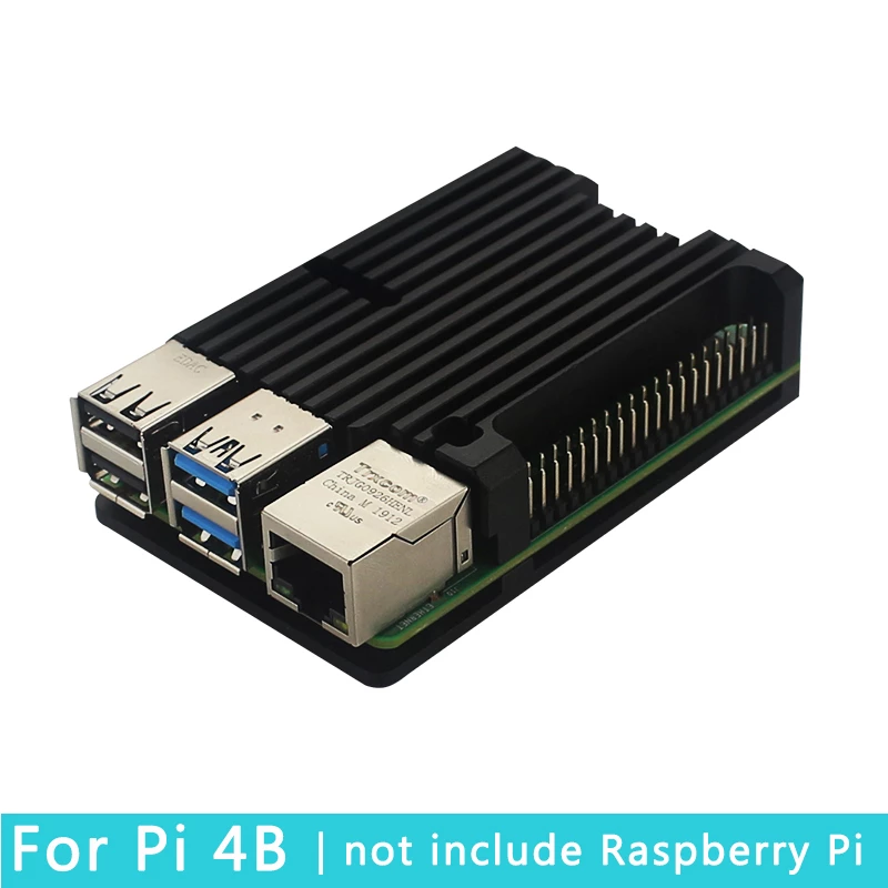 Raspberry Pi 4 Aluminum Alloy Case Ultra-thin CNC Metal Shell Passive Cooling Black Enclosure Box for Raspberry Pi 4 Model B