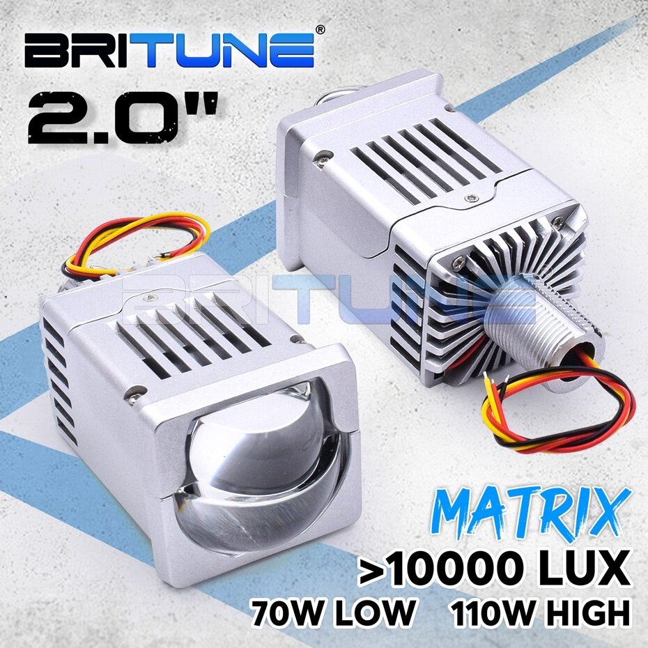 Máy Chiếu Ống Kính Ma Trận Bi LED 2 Inch Đèn Pha Ô Tô Xe Máy Đèn LED Chiếu