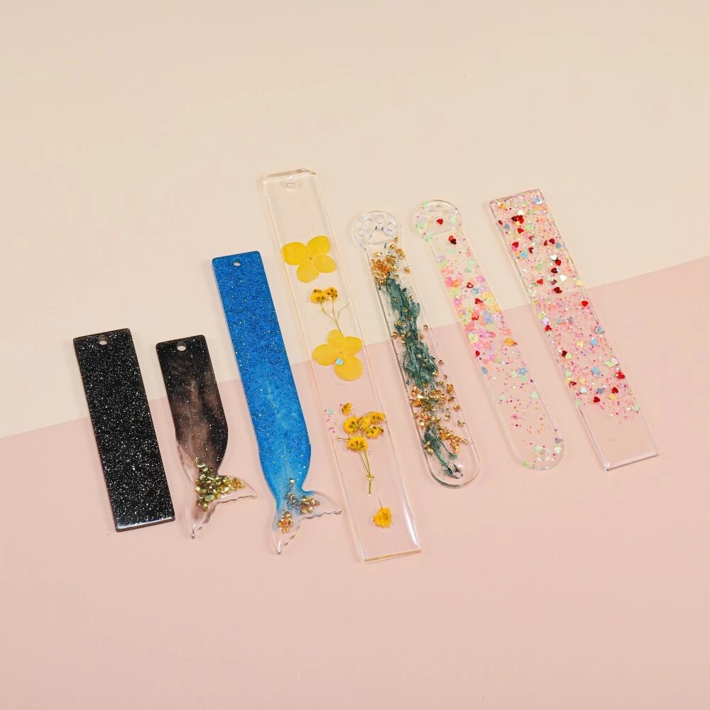 1pcs Rectangle Bookmark Silicone Mold Fish Tail Shape Bookmark Casting Mould for DIY Epoxy Resin Craft Jewelry Making Supplies