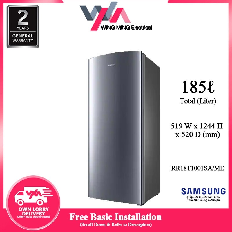 [Free Installation] Samsung 185L 1 Door Refrigerator Fridge RR18T1001SA | RR18T1001SA/ME Direct Cooling Fridge 2 Year General Warranty By Samsung Malaysia **BIGGER THAN MS-196 ER-C1815(SV) HR-135H RR120D4AGN MS-235**
