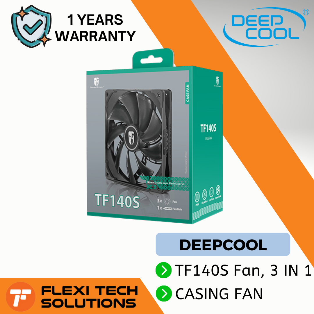 Flexi Tech DEEPCOOL TF140S Fan, 3 IN 1 Case Fan 140mm 1600 RPM With Fan ...
