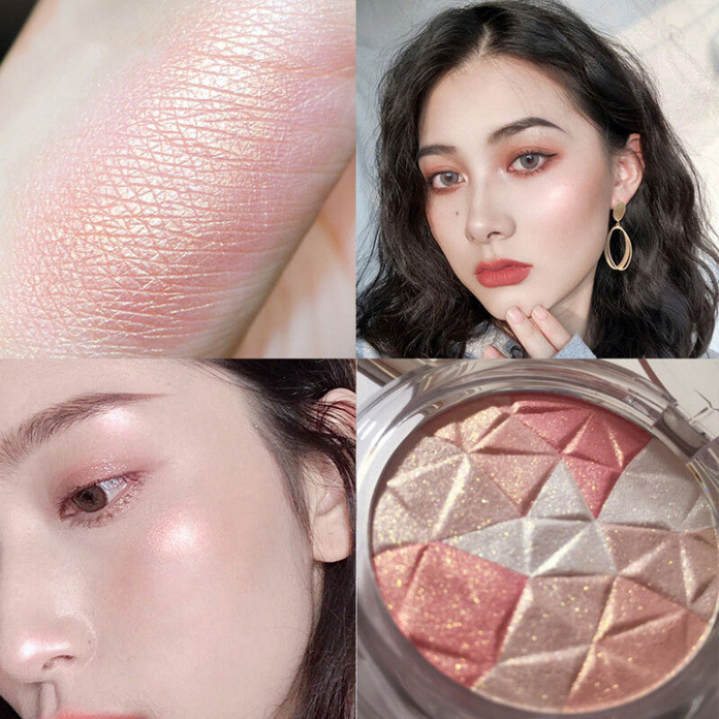 Bilian 【Ready Stock】Shimmer Face Highlighter Makeup Baking Powder Highlighter Palette Skin Brighten Highlight Face Contour Concealer