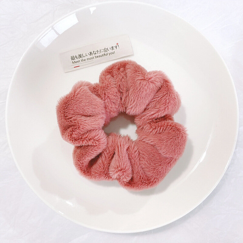 Rabbit Plush Women Scrunchies Fluffy Warm Hair Ropes Elastic Girls Hair Ties Sweet Cute Hair Accessories