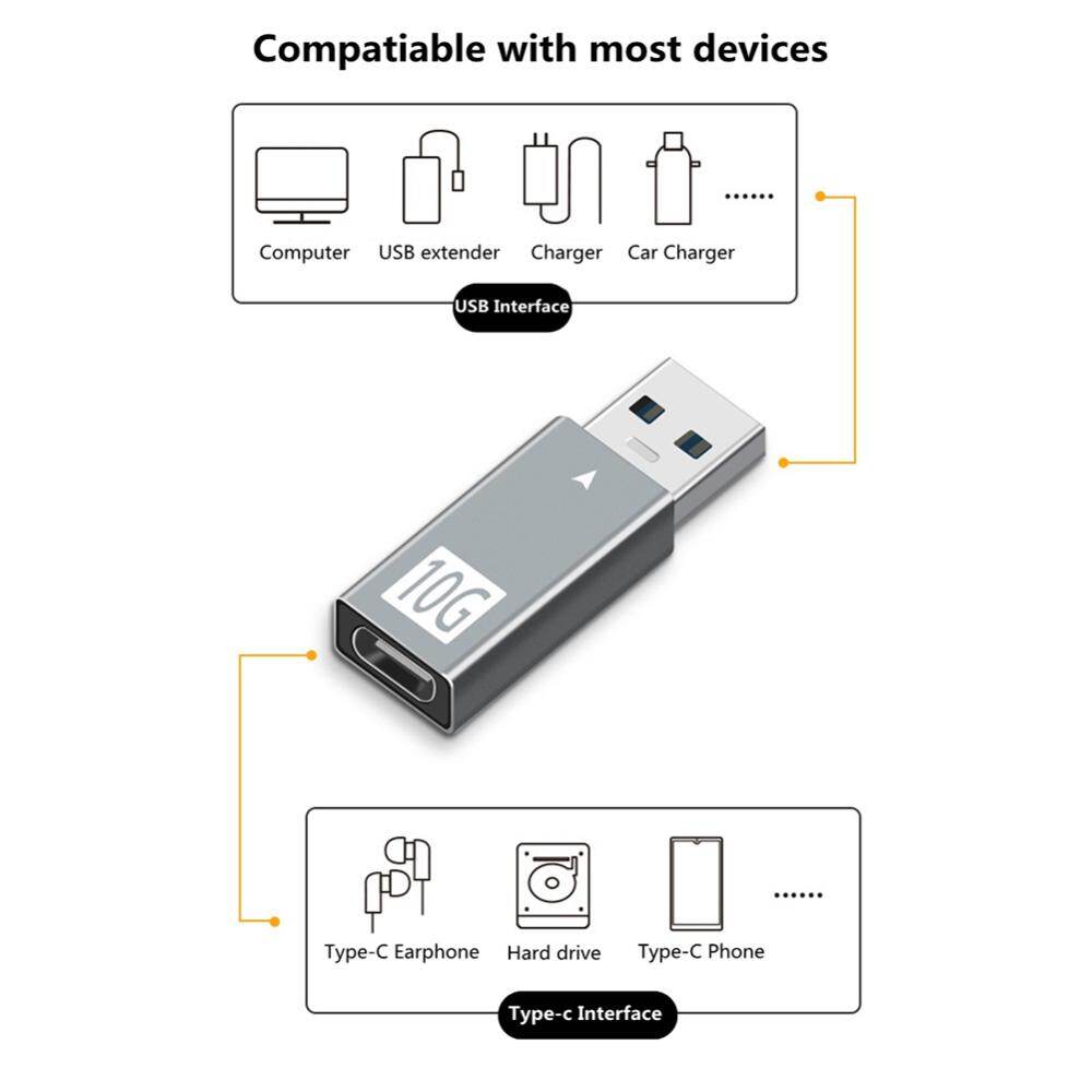 10Gbps USB Type C Converter Adapter USB 3.0 to Type C Adapter for Computer PC Charger Plug