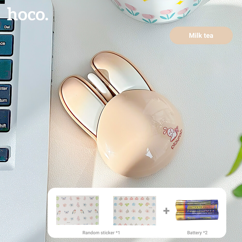 Hoco M6 Máy thu chuột không dây USB dễ thương Chuột Thỏ Cá Nhân Dễ Thương màu Macaron 1200 dpi laptop máy tính chuột cho PC im lặng văn phòng chuột Chuột câm không dây 2.4G có pin