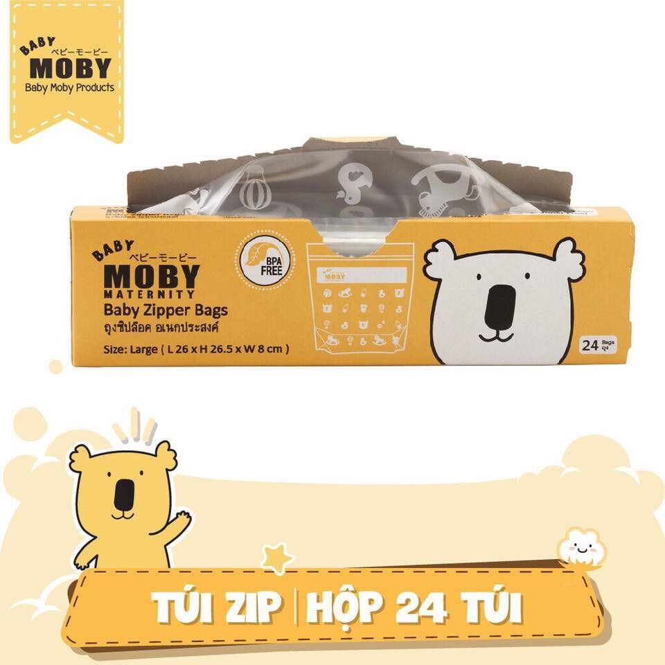 Túi zip đa năng moby size l 26x26,5x8 cm
