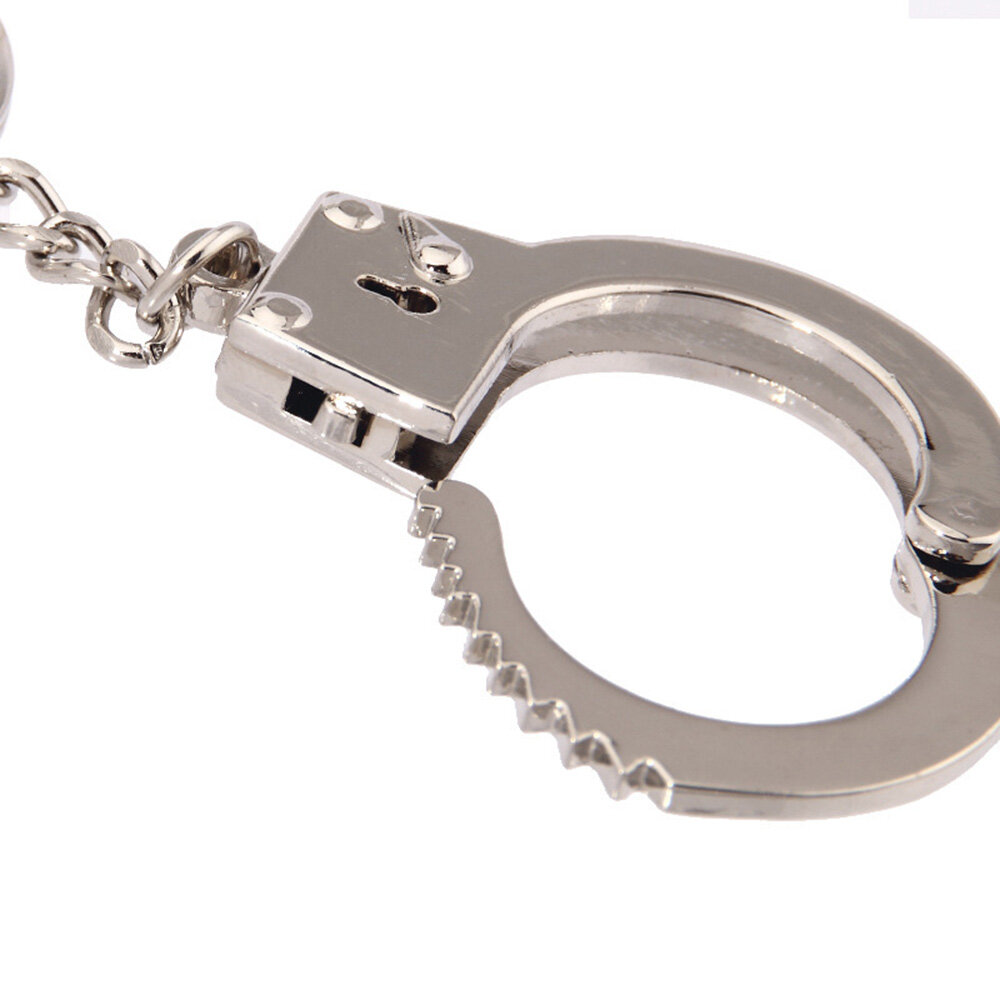 Fashion Jewelry Decoration Chain Craft Keyfob Silver Gift Metal Lover's Creative Gadget Handcuffs Keychain Keyring Mini Size