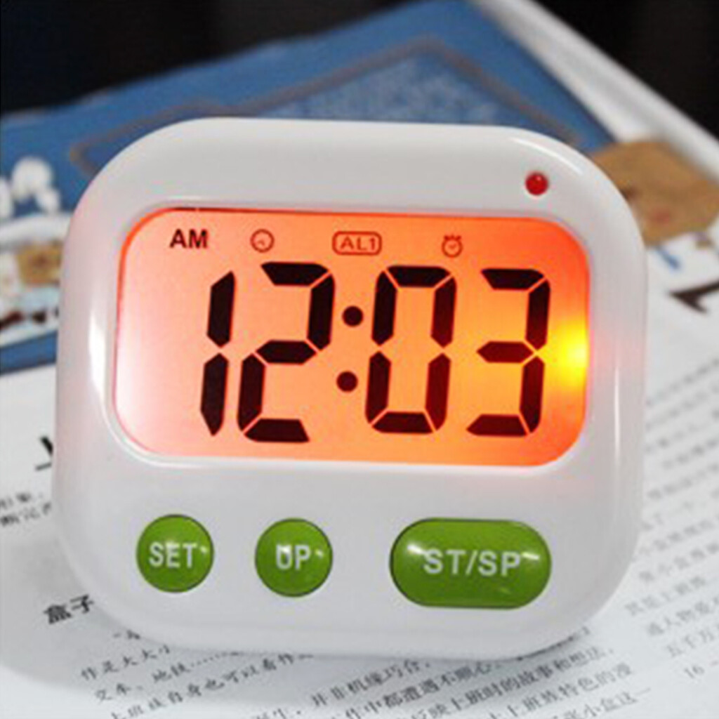 Alarm Clock Digital LCD Vibration Clock Battery Operated Modern Portable Timer Clock with Backlight Compatible for w/ Ho