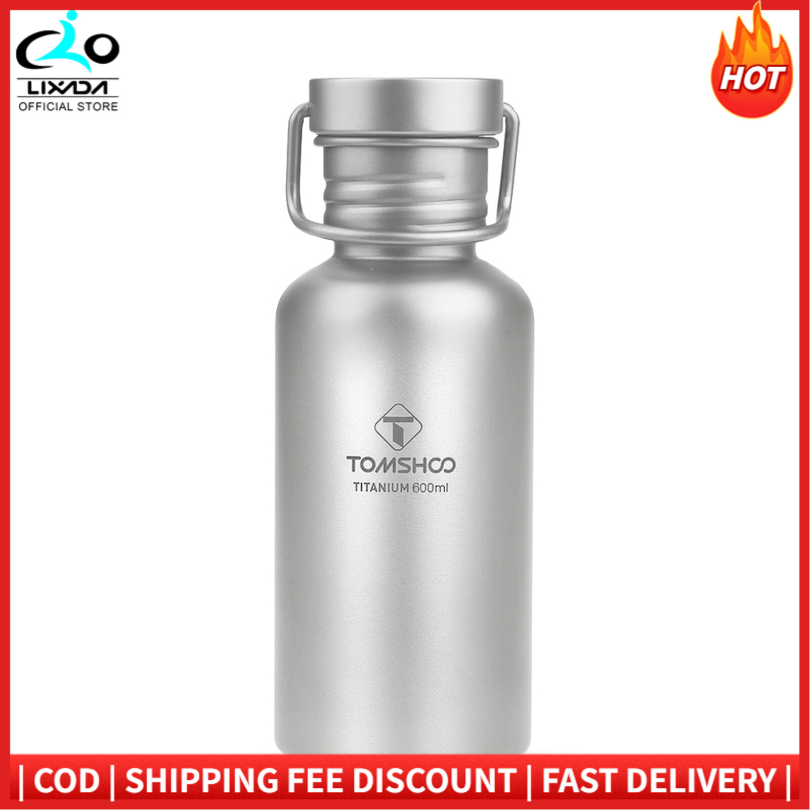 600ml Full Titanium Water Bottle Ultralight Outdoor Camping Hiking Cycling Water Bottle
