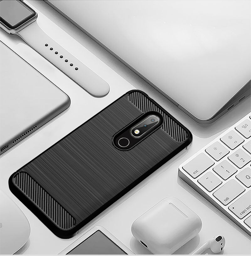 Ốp Lưng Nokia 6.1 Plus Nokia6.1Plus Ốp Lưng Silicon Mềm TPU Sợi Carbon Ốp Điện Thoại Giáp