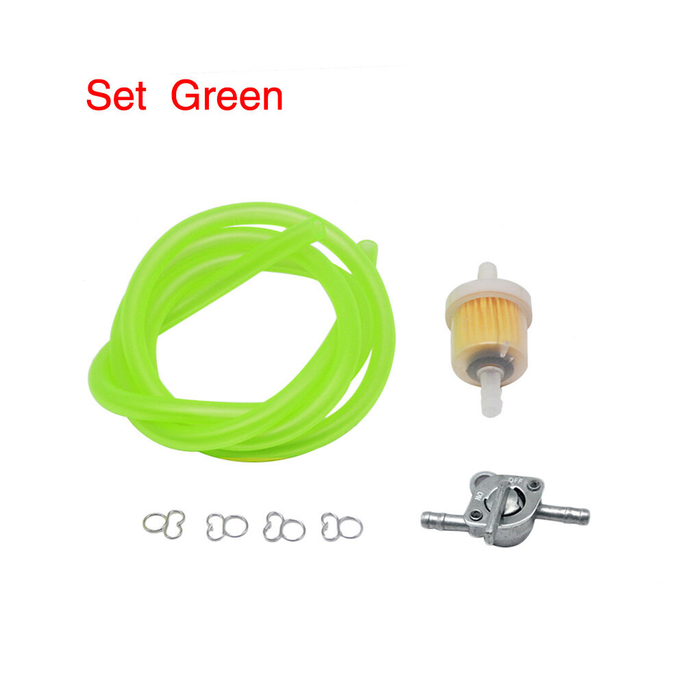 ZS Racing Universal 6mm 1 set Motorcycle Petrol Fuel Tap Inline Petcock Switch + 1M Fuel Pipe Hose + 1 Oil Filters+ 4 Clips