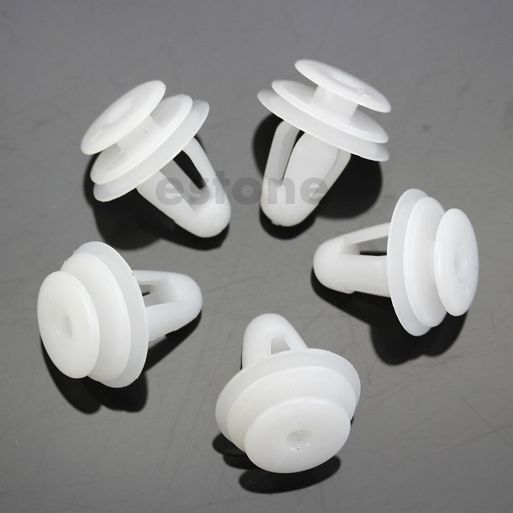 Car 8 mm Hole White Plastic Rivets Fastener Door Clips 10 Pcs New