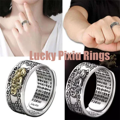 1 PC Ring Feng Shui Pixiu Mani Mantra Protection Wealth Ring Quality Best Lucky Adjustable Unisex Jewelry Rings