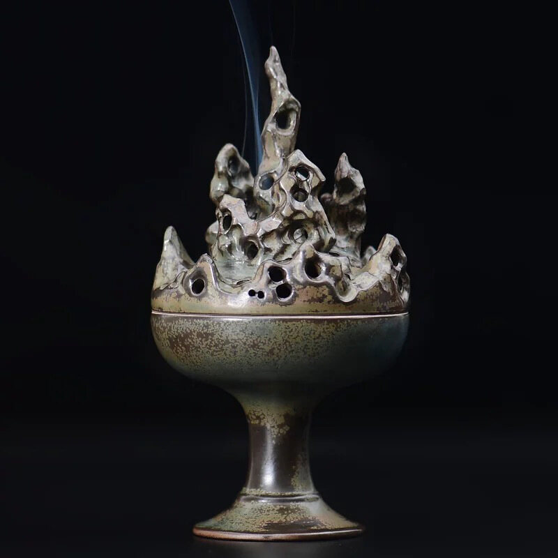 Chinese Zen style Taihu Lake shiboshan stove ceramic home antique aromatherapy stove indoor agarwood sandalwood plate incense burner ornaments