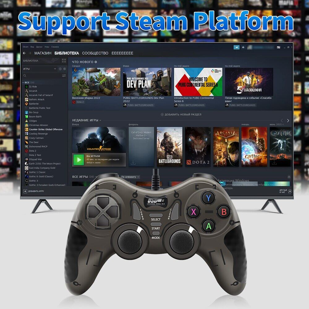 Narsta Tay cầm chơi game có dây với 360 ° 3D phím điều khiển cho Android HDTV box/Bảng điều khiển trò chơi/hơi nước/máy tính xách tay Tay cầm chơi game với rung & TURBO chức năng