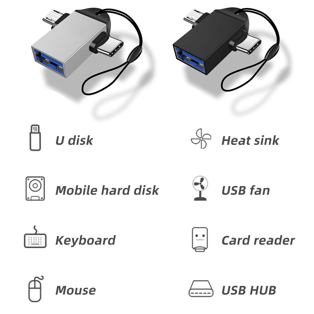 Bộ Chuyển Đổi FONKEN Otg Type C 2 Trong 1 Bộ Chuyển Đổi Otg Micro Usb Usb Usb C 3.0 Flash Disk Chuột Kết Nối Cho Điện Thoại Thông Minh Android Đầu Cắm Usb