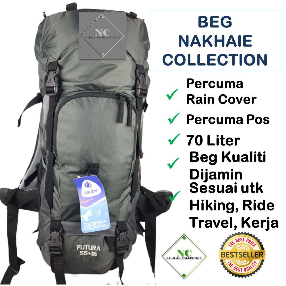 HOT ITEM BEG HIKING DEUTER FUTURA 70 LITER KELABU BEG BEG DEUTER BEG HIKING BEG LELAKI DEUTER Lazada