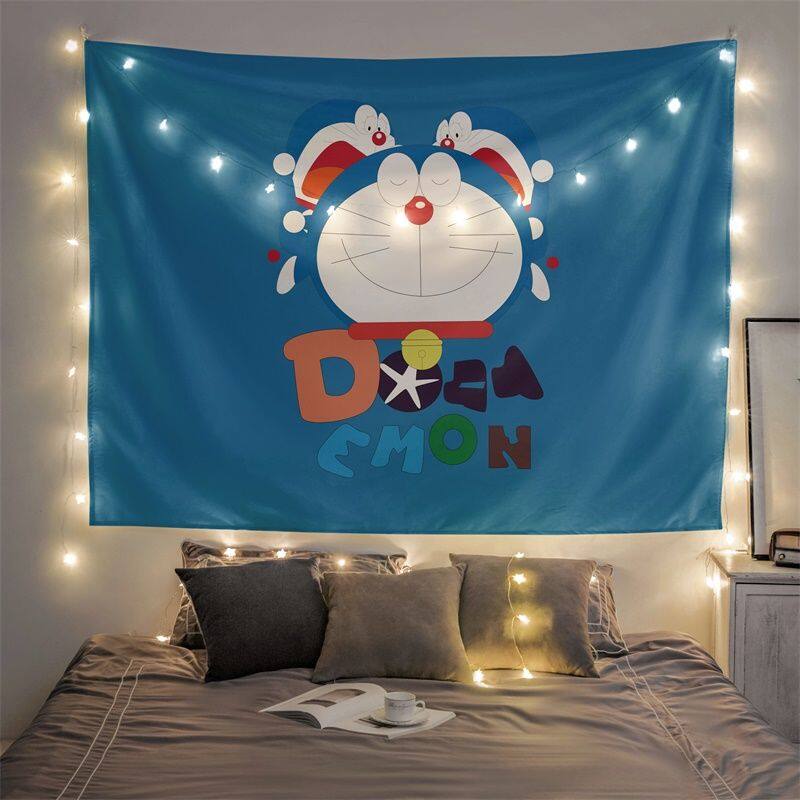 Wehome Doraemon Bare Bear Crayon Shin-Chan Tapestry Wall Hanging Polyester Tapiserya Cartoon Anime Background Cloth Hanging Cloth Decoration Wall Decor