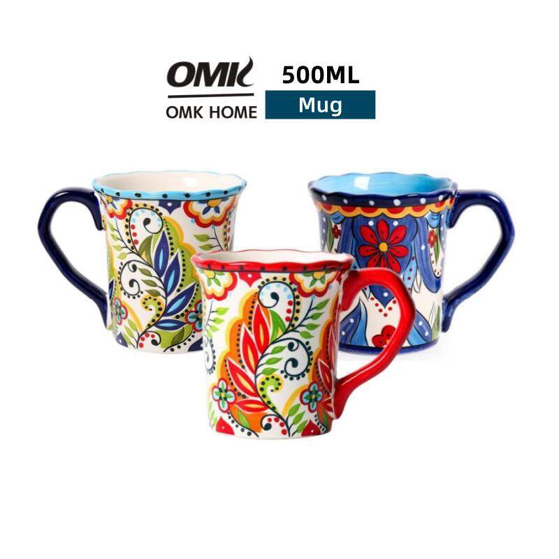 Cốc cà phê 500ml omk Phong Cách Bohemian gốm sơn tay cốc