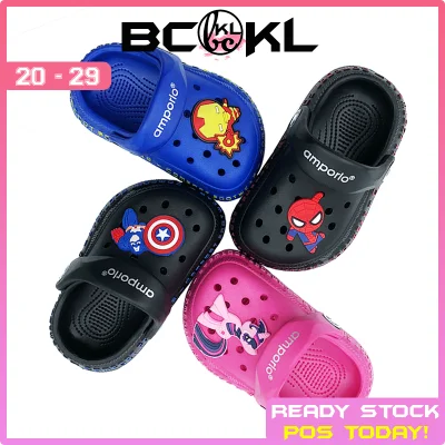 【 BCKL 】Baby's Pony & Super Hero Crocs Shoes | Unicorn Cartoon Girls Boys Slippers Fuchsia Blue Sandals | Kasut Clog